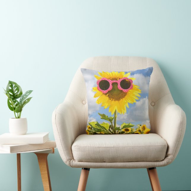 Coussin Lunettes de soleil sur un tournesol (Chaise)