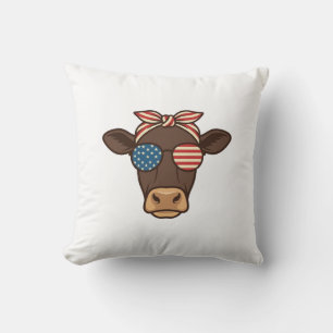 Coussin Lunettes de soleil tête de vache patriotique desig