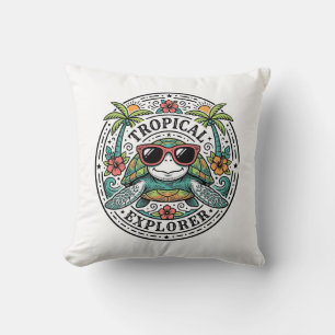Coussin Lunettes de soleil Tortue de mer Tropical Vintage 