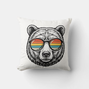 Coussin lunettes de soleil vintage ours graphique vectorie