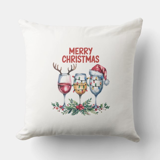 Coussin Lunettes de vin Design Joyeux Noël (Recto)
