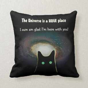 Coussin L'univers est carreau mignon de chat noir de ~