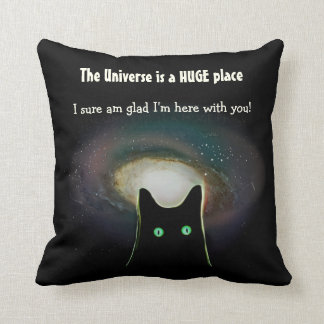 Coussin L'univers est carreau mignon de chat noir de ~