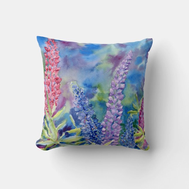 Coussin "Lupines" Jetez l'oreiller (Recto)