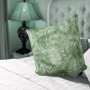 Coussin Lush Palm Leaf Motif Moss Green ID956