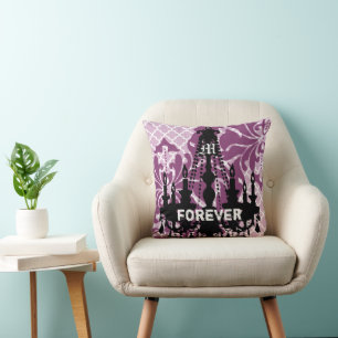 Coussin Lustre Personnalisé Plum Monogramme avec Date de M