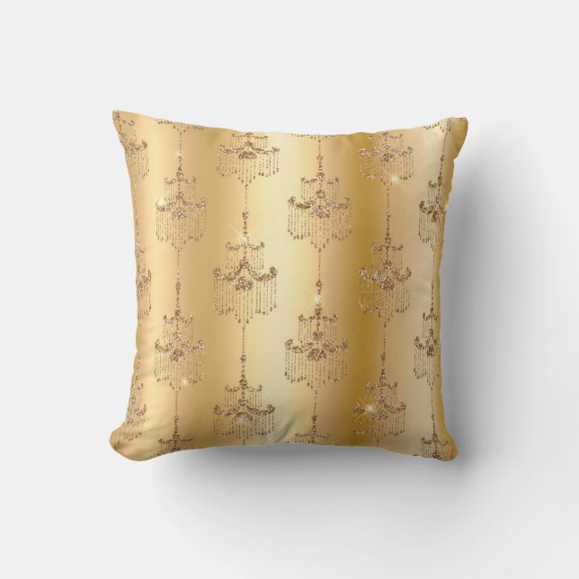 Coussin Lustres métallisés dorés et faux paillettes Glam C (Recto)