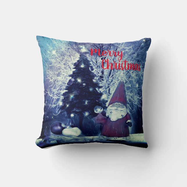 Coussin Lutin de Noël et sapin de Noël (Recto)