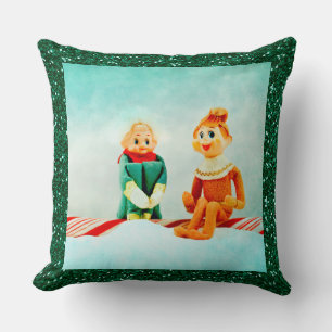 Coussin Lutin de Noël premier rendez-vous avec cadre scint