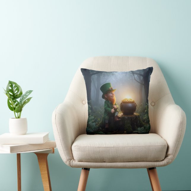 Coussin Lutin Irlandais avec un Pot d'Or (Chaise)