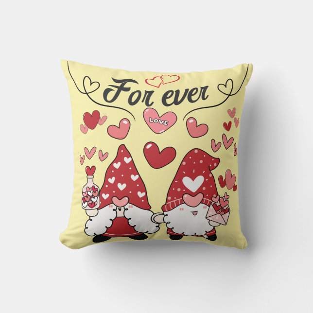 Coussin Lutins Amoureux For Ever 2 message d'amour jaune (Recto)