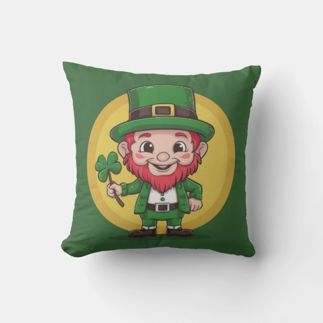 Coussin Lutins chanceux et trèfle (Recto)