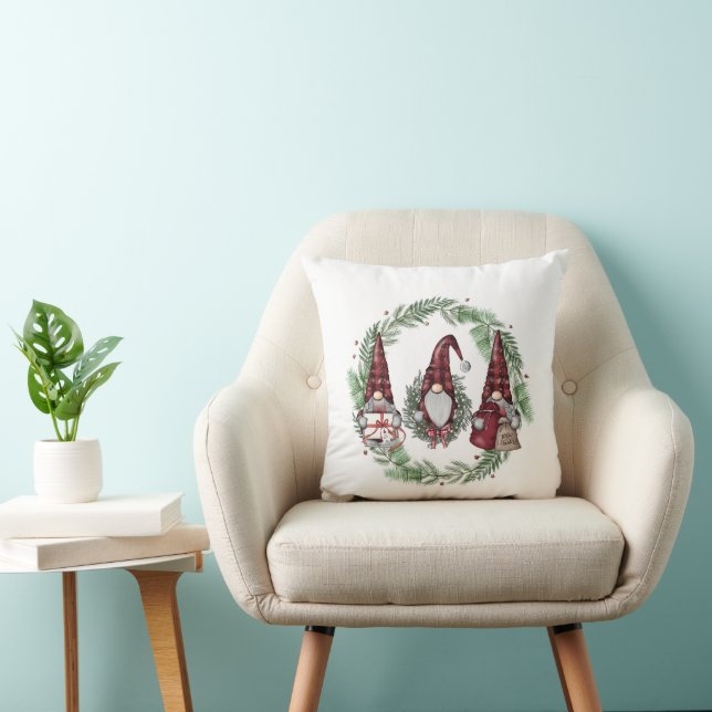 Coussin Lutins de Noël et Couronne  (Chaise)