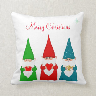 Coussin lutins de Noël sur fond blanc