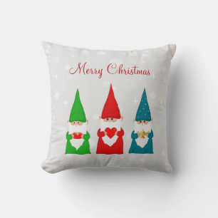 Coussin lutins de Noël sur gris argent clair