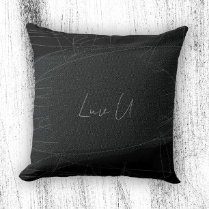 Coussin Luv U - Black Trendy Modern Scribbled Lines