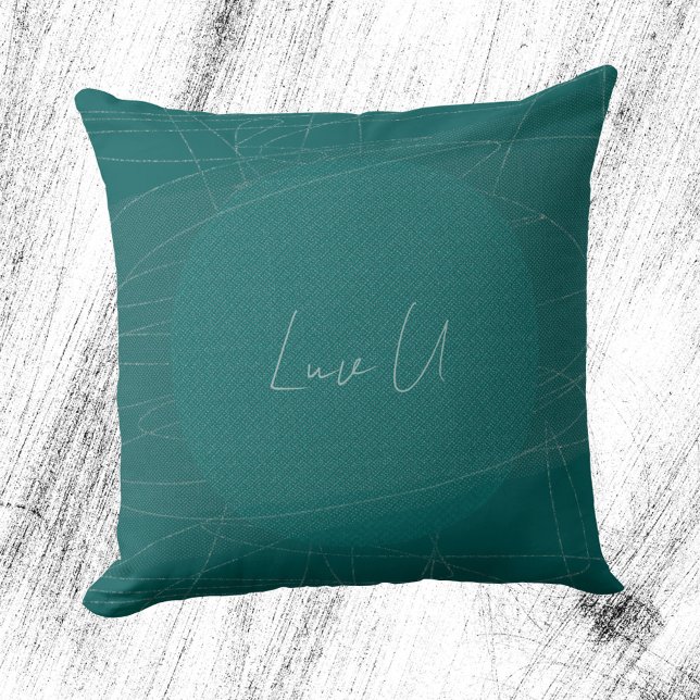 Coussin Luv U - Green Trendy Modern Scribbled Lines (Luv U - Green Trendy Modern Scribbled Lines Throw Pillow ©Susanne Sachers - Sunny Mind Design)