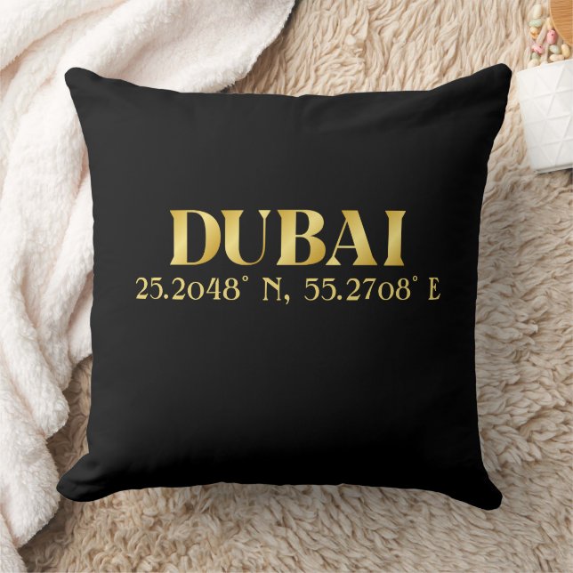 Coussin Lux Gold Dubai Latitude & Longitude (Couverture)