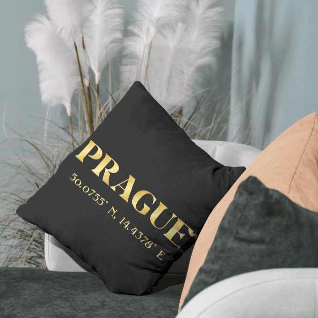 Coussin Lux Gold Prague Latitude & Longitude (Créateur téléchargé)