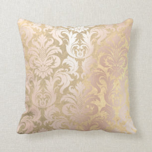 Coussin Lux métallique d'or de sépia de Faux de damassé