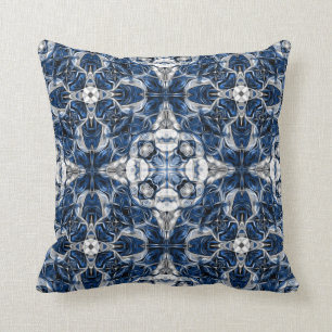 Coussin Luxe, élégant, ornementale bleu marine et blanc