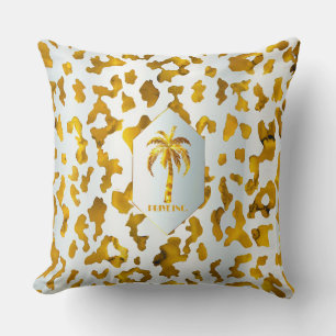 Coussin Luxe Gold Palm Safari Chic Décor