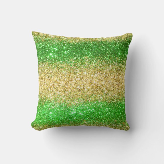 Coussin Luxe Green Gold Parties scintillant (Recto)