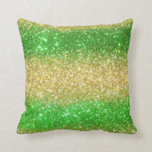 Coussin Luxe Green Gold Parties scintillant