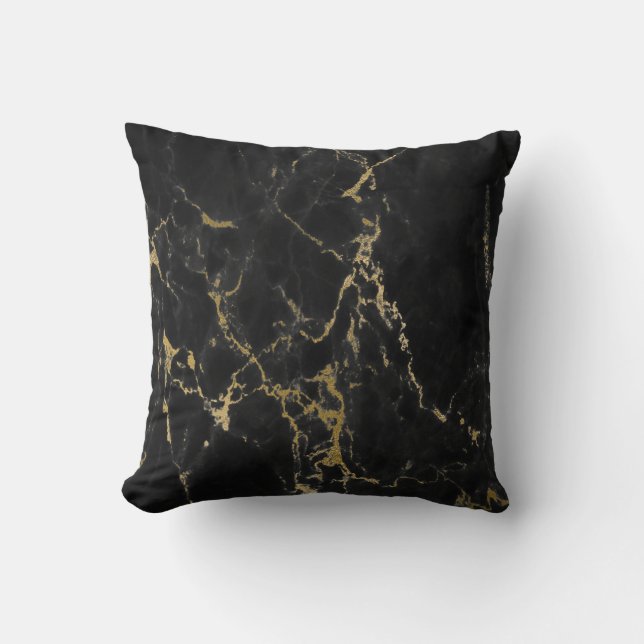 COUSSIN LUXE MARBRE D'OR NOIR INSPIRÉ CUSHION (Recto)