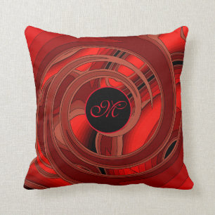 Coussin Luxe moderne Rouge Abstrait Floral Rose