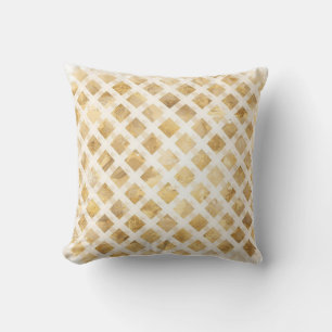 Coussin Luxe, Motif Réseau Blanc Or, Entrecroisé
