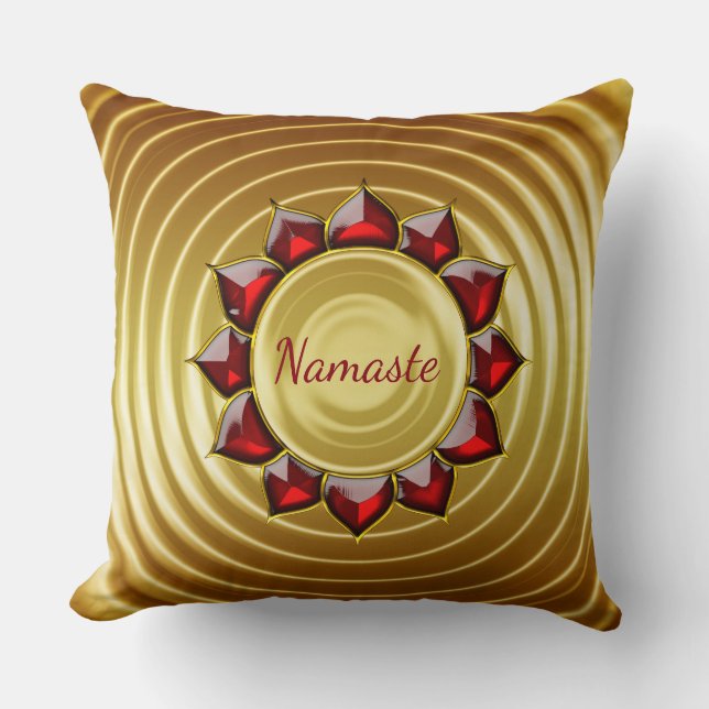 Coussin Luxe Namaste rouge et or (Recto)