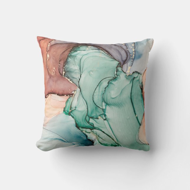 Coussin Luxe naturel peinture abstraite d'art fluide en al (Recto)