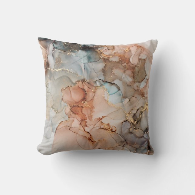 Coussin Luxe naturel peinture abstraite d'art fluide en al (Recto)