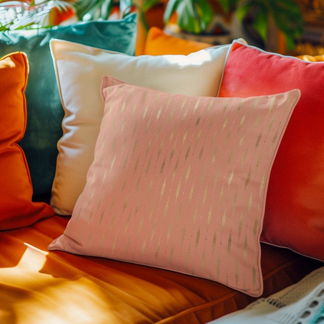 Coussin Luxe or et motif géométrique rose (Créateur téléchargé)