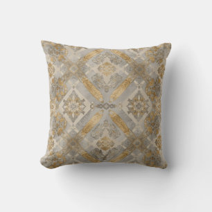 Coussin Luxe, Ornement Beigi Gris Or , Élégant