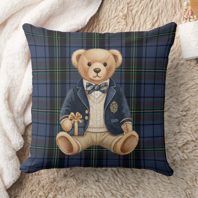 Coussin Luxe Preppy Plaid Teddy Bear (Couverture)