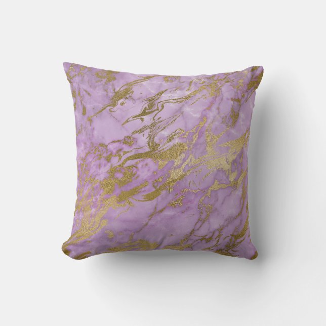 COUSSIN LUXE PURPLE LILAC GOLD MARBRE INSPIRÉ CUSHION (Recto)