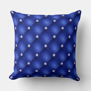 Coussin Luxe Royal Blue Diamond Tufted Motif