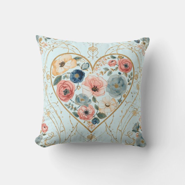 Coussin Luxe, Saint-Valentin, Fleurs de mon cœur (Recto)