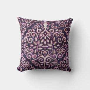 Coussin Luxe violet et tan damassé sans couture motif