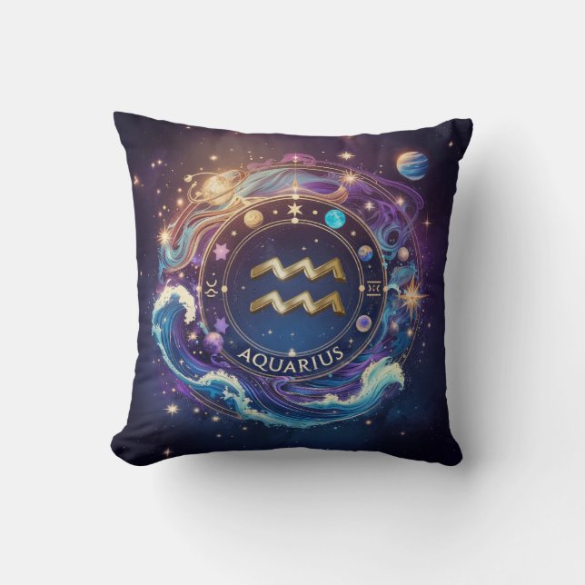 Coussin Luxueux Aquarius Zodiac (Recto)
