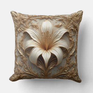 Coussin Luxueux Design Lily Golden Ornamental