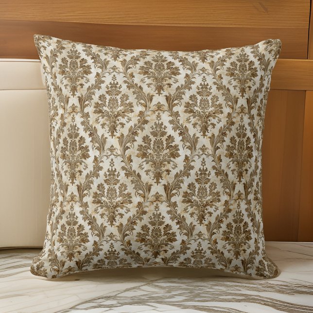 Coussin Luxueux et élégant Damas d'ivoire (Créateur téléchargé)
