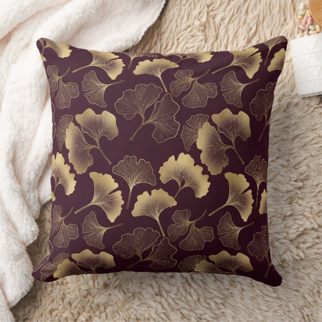 Coussin Luxueux Ginkgo Bourguignon Or (Couverture)