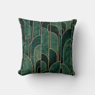 Coussin Luxueux Motif Art déco Vert et Or