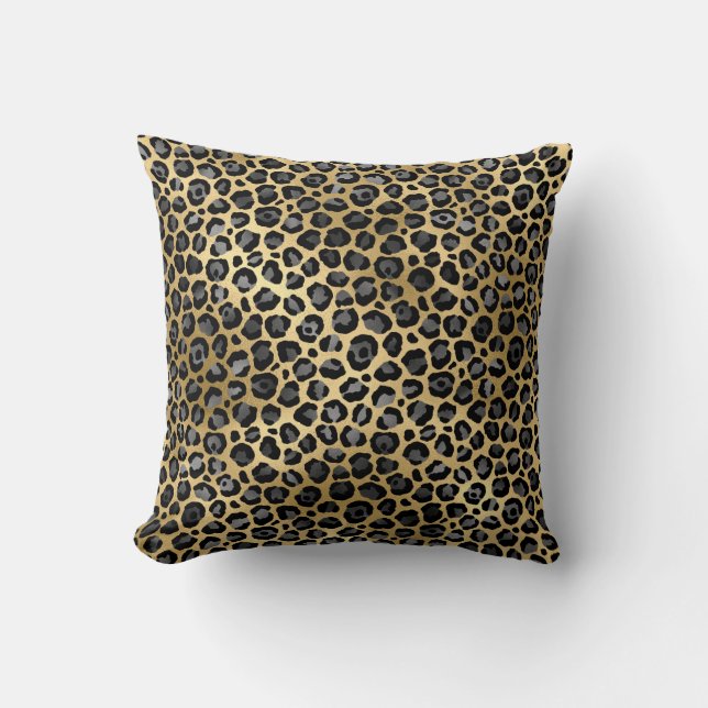 COUSSIN LUXUEUX POSTER DE ANIMAL LEOPARD GOLD CUSHION (Recto)