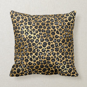 COUSSIN LUXUEUX POSTER DE ANIMAL LEOPARD GOLD CUSHION