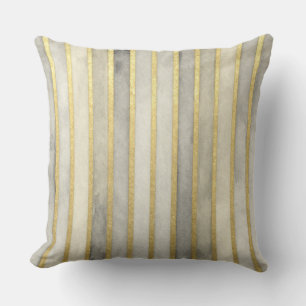 Coussin Luxueux, rayures grises Beigi or,Élégant, Moderne