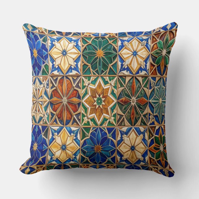 Coussin Luxury Algerian Zellig Tile Pattern Prayer Pillow (Recto)